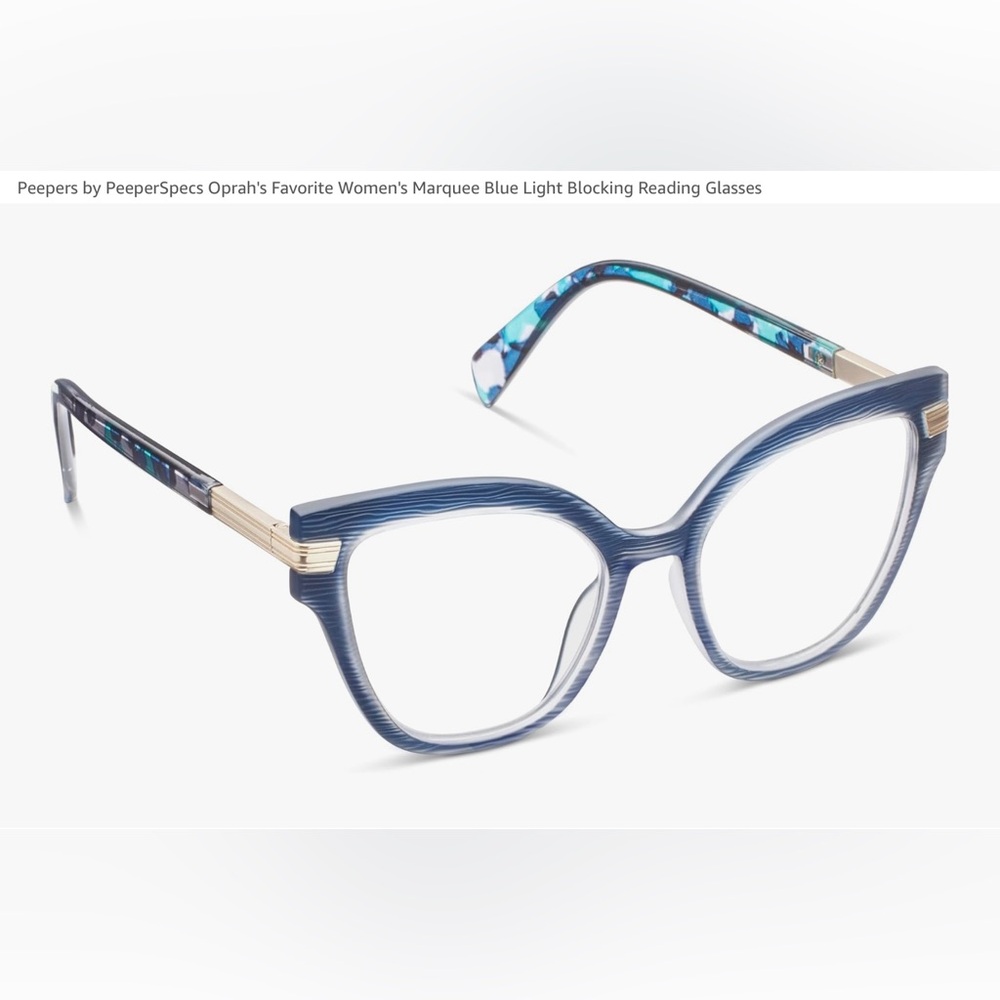 Peepers “Marquee” navy/marine quartz blue light filtering +0 magnification-NWT
